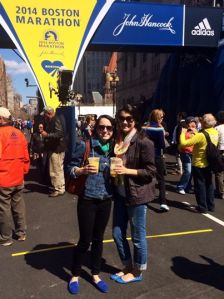 My daughter and a friend at the 2014 Boston Marathon.